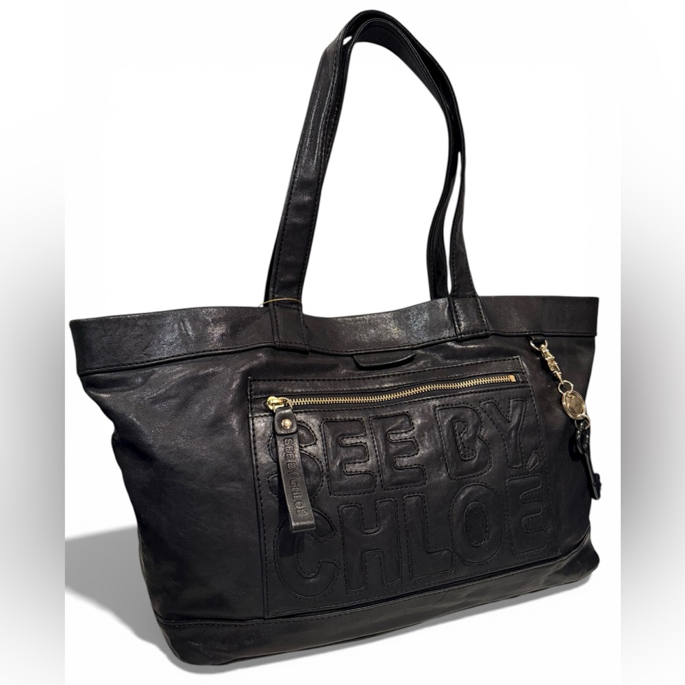 See By Chloe Vintage Black Leather Tote Bag